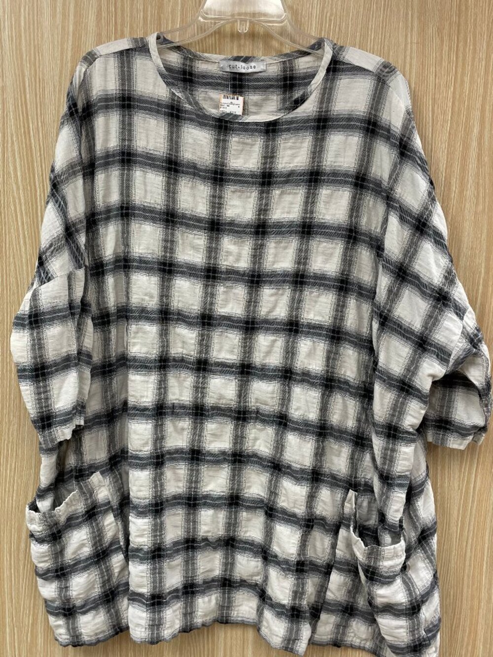 Cut Loose White Plaid Top One Size